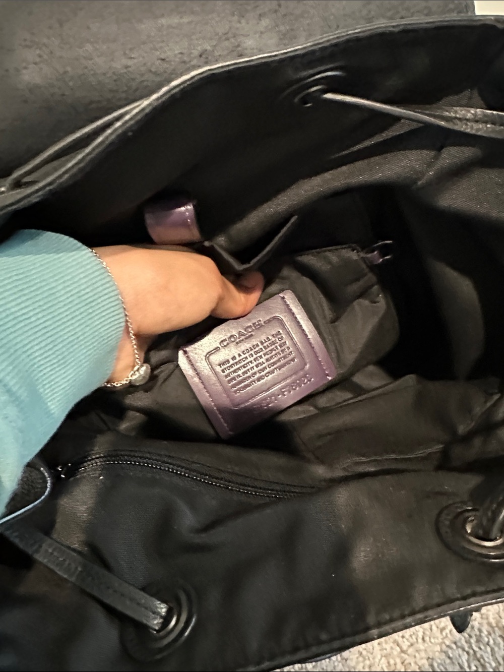 Coach Men's Black, Purple & Red Leather Suede Backpack - Picture 7 of 11
